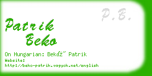 patrik beko business card